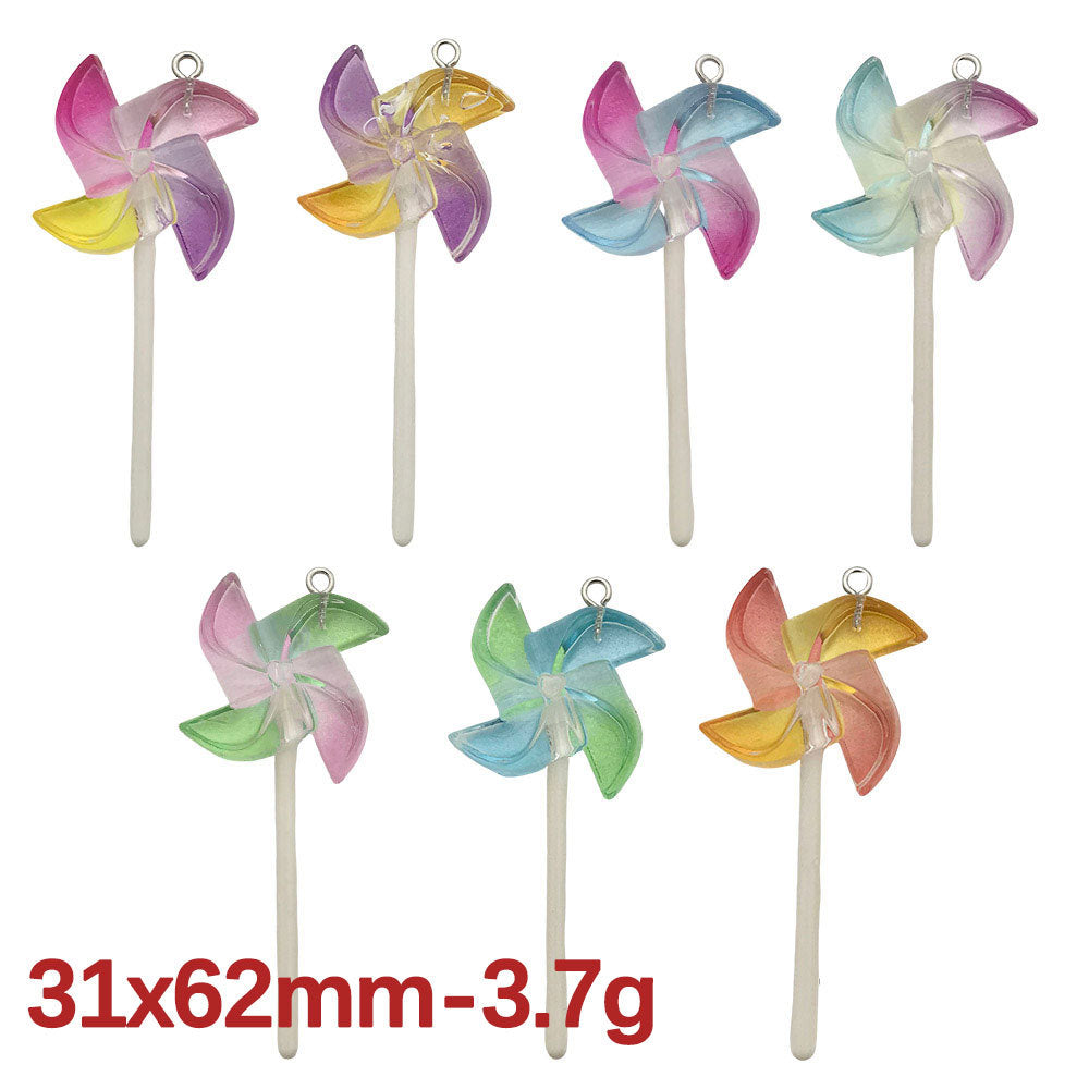Resin Lollipop Rainbow Daisy Pinwheel charm pendants for DIY cream glue keychain decoration