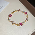 CZ Flower Bracelets Silver Gold Multicolor Five Styles view 7