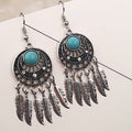 Gold and Silver Turquoise Look Feather Fringe Earrings view 6