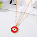 Gold Tone Colorful Lash and Teardrop Evil Eye Pendant Necklaces view 5