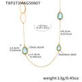 Teardrop Glass Stone Long Necklace in Ten Color and Metal Styles view 10