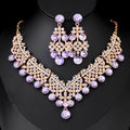 Black Silver Tone Red Crystal Garland Crystal Seven Designs Metal Necklace and Earring Set view 12