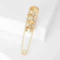 Oversized Safety Pin Brooch With Pearls and Crystals view 3