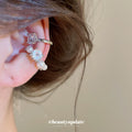 Asymmetric Pearl and Crystal Ear Cuff with Polished Metal Tone Details view 3