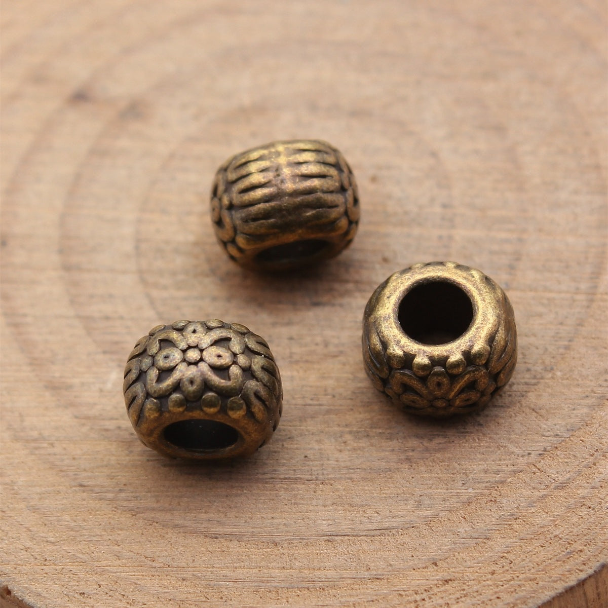 9.8x9.8x6.7mm 2g Multicolor Zinc Alloy Floral Pattern Large Hole Spacer Beads for Bracelet Making
