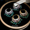 Crystal Teardrop Fringe Hoop Earrings in Two Metal Tones view 3