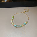 Gold Multicolor Baguette Crystal Adjustable Slider Bracelet view 6