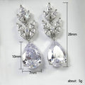 Leaf Cluster Pear Drop Dangle Earrings White Gold Tone view 4