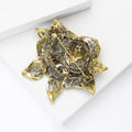 Antique Crystal Rose Brooch in Red or Deep Blue With Textured Leaves view 4
