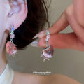 Pink Crystal Strawberry Pearl Necklace Earring Styles view 4