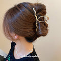 Metal Wave and Plumeria Flower Hair Claw Clips Multi Finish view 4