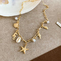 Gold Shell Pearl Beach Necklaces and White Shell Bracelet view 6
