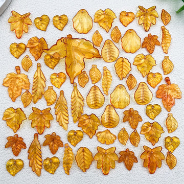 Yellow Leaf Glossy Charms with 11 Listed Options for DIY Jewelry Making
