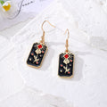 Black Enamel Tarot Rectangle Drop Earrings Gold Hooks 5 Styles view 9