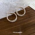 Silver Tone Double Textured Hoop Leverback Earrings view 2