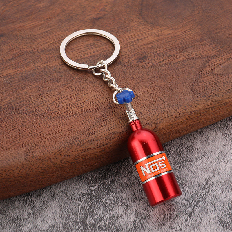 Mini Nitrous Bottle Metal Keychain, Car Tuning Style Key Ring Charm