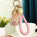 Pearl Accent and Crystal Heart Fortune Pouch Strap Keychains view 7