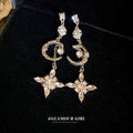 Silver-Tone Moon And Star Drop Earrings For Women Jewelry view 2
