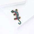 Multicolor Crystal Gecko Brooch With Curled Blue Tail view 4