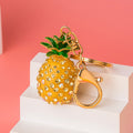 Jeweled Pineapple Keychain with Crystal Studs and Green Leaf Crown view 4