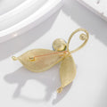 Gold Tone Leaf Pearl Look Two Designs Metal Brooch Pin view 3