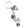 Silver Tone Metal Motorcycle Keychain With Helmet Charm view 5