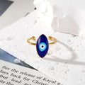 Gold Tone Blue Evil Eye Adjustable Rings in Seven Shapes view 4