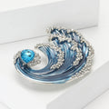 Enamel Wave Brooch Rhinestone Crest Teardrop Crystal Styles view 3