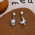 Pink and Blue Star Moon Chain Tassel Stud Earrings view 8