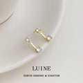 Gold Double Clear Crystal Two Way Jacket Stud Earrings view 1