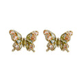 Gold Tone Multicolor Faceted Stone Butterfly Stud Earrings view 5