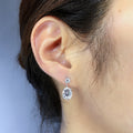 Oval Clear Solitaire Two-Tier Drop Earrings In Silver Tone view 3