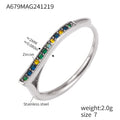V-Shaped Open Band Ring Clear Multicolor Zircon Size 7 view 8