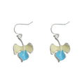 Silver Hook Leaf Drop Earrings Cream Blue Enamel Gradient view 5