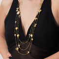 Gold Stainless Steel Heart Bear Cross Long Layered Charm Necklace view 2