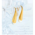 Teardrop Drop Earrings Gold Steel White Enamel Tips view 2
