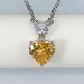 Silver Dual Heart Pendant Necklace Pink Yellow Clear Alloy view 6