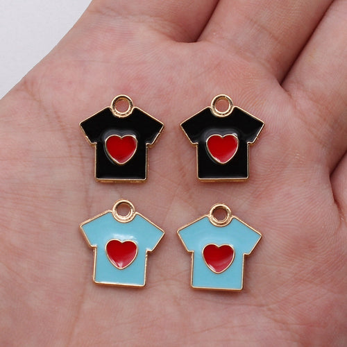 Enamel Heart T-Shirt Charms in Two Colors hand-held front view
