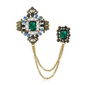 Baroque Double Chain Brooch With Pearl and Rectangular Jewels view 1