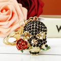 Rhinestone Skull Rose Keychain Metal Crystal Bag Charm view 2