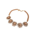 Champagne Pearl Like Daisy Crystal Earrings With Gold Tone Details view 5