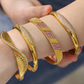 Zircon Pave Stainless Steel Hinge Bangles Gold Or Steel view 4