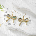 Gold Bow Dried Flower Resin Drop Earrings Twelve Styles view 3