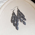 Textured Leaf Chandelier Hook Earrings in Three Colors view 7