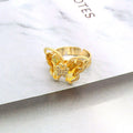 Gold Tone Crystal Butterfly Adjustable Open Rings in Twelve Colors view 6