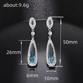 Pale Blue Long Pear-Shaped Halo Drop Earrings Silver Tone view 4