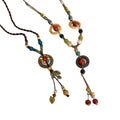 Multicolor Ceramic Bead Ring And Leaf Pendant Necklace view 5