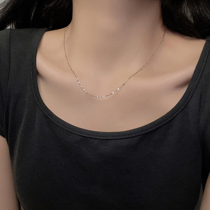 Silver Fine Box Chain Choker Necklace Minimal Metal Chain