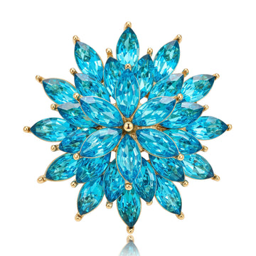 Marquise Crystal Snowflake Metal Brooch in Four Colors
