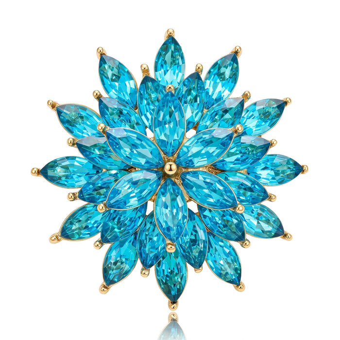 Marquise Crystal Snowflake Metal Brooch in Four Colors
